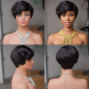 10pcs mixed colors  Short Straight Pixie Cut Wig Human Hair glueless(below price is 10 pcs)