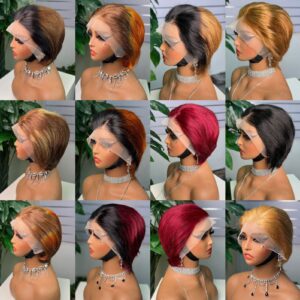 5 pcs mixed colors Lace Pixiel Cut Wig Breathable Cap Wigs 100%(below price is 5 pcs)